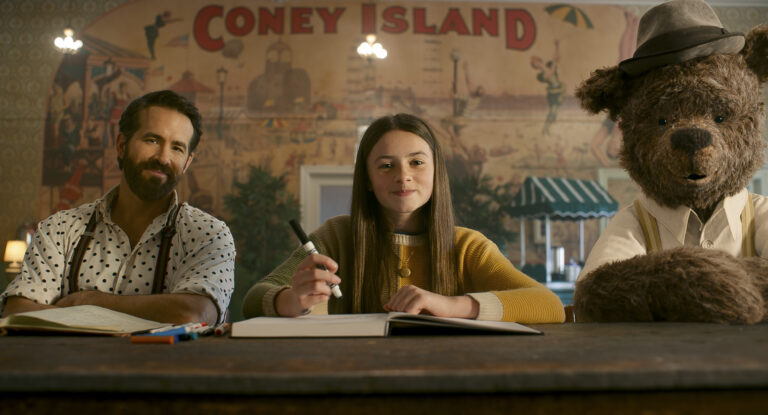 L-r, Ryan Reynolds (Cal), Cailey Fleming (Bea) and Louis Gossett Jr. (Lewis) star in Paramount Pictures' "IF."