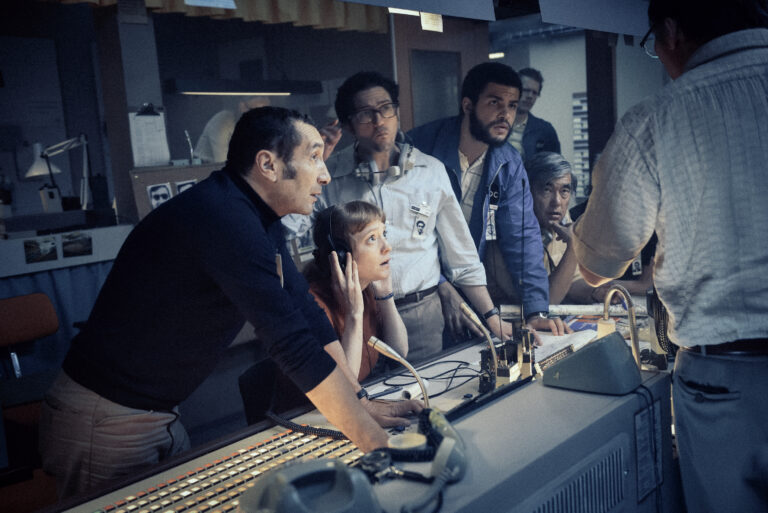 Control room.Jacques Lesgardes (Zinedine Soualem)Marianne Gebhard (Leonie Benesch)Geoff Mason (John Magaro)Carter (Marcus Rutherford) in Paramount Pictures’ “SEPTEMBER 5," the film that unveils the decisive moment that forever changed media coverage and continues to impact live news today, set during the 1972 Munich