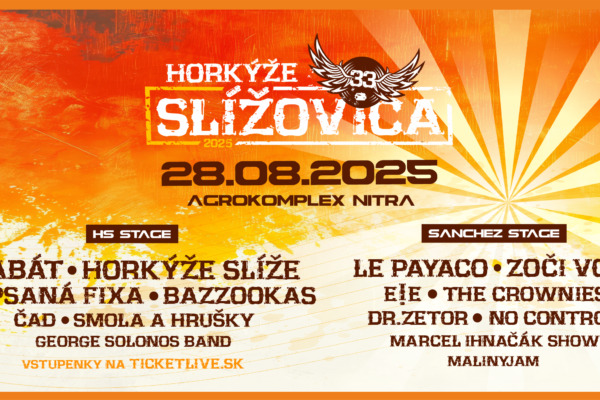 Festival Slížovica vypukne 28. augusta v Nitre, Horkýže Slíže oslávia 33. narodeniny spolu s kapelami Kabát, Vypsaná fixa a Bazzookas!